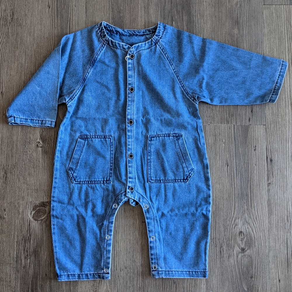 Baby Denim Long Sleeve Romper